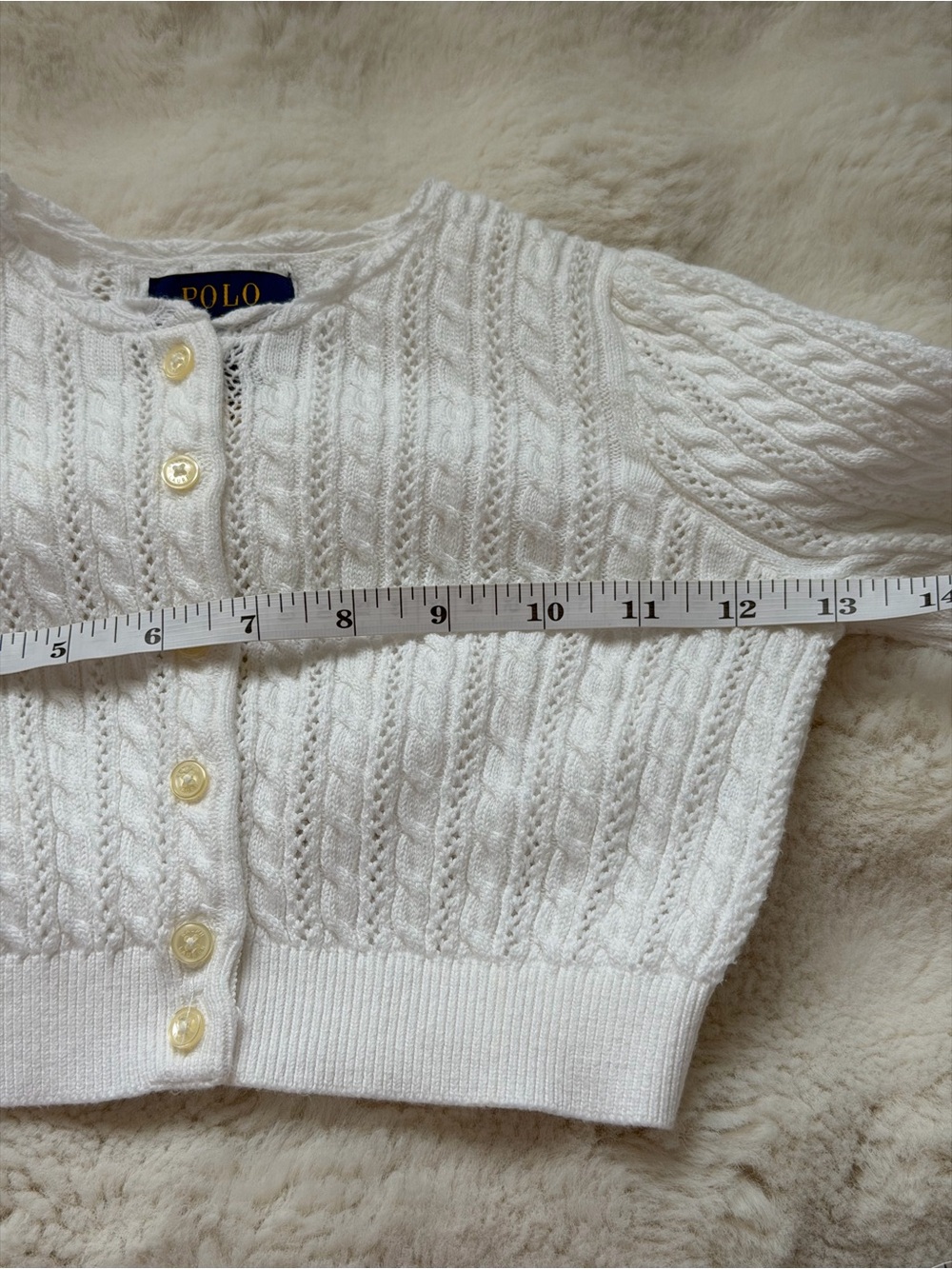 Polo Ralph Lauren Soft White Cable-Knit Cropped Cardigan - 3 - Picture 6 of 9